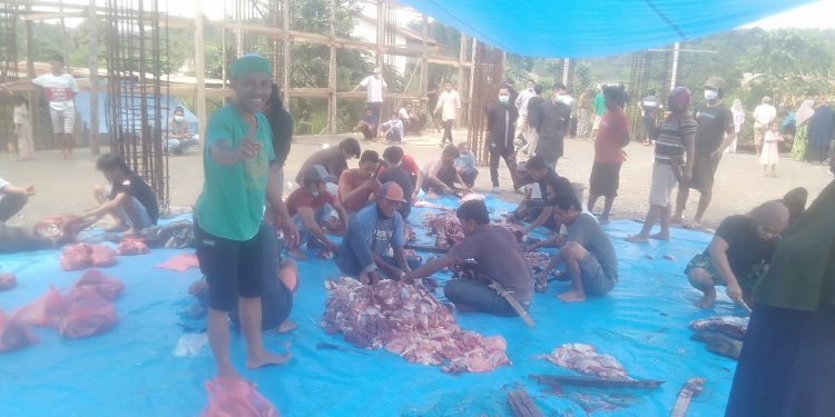 Masyarakat Desa Bahokmakmur  Kurbankan 11 Sapi  Di Hari Idul Adha 1442 H