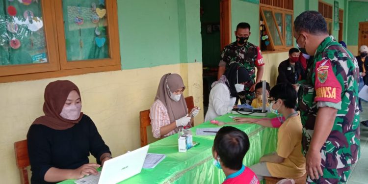 Koramil 410-06/Kedaton Gelar Vaksinasi Covid 19 Untuk Usia 6 Sampai 11 Tahun