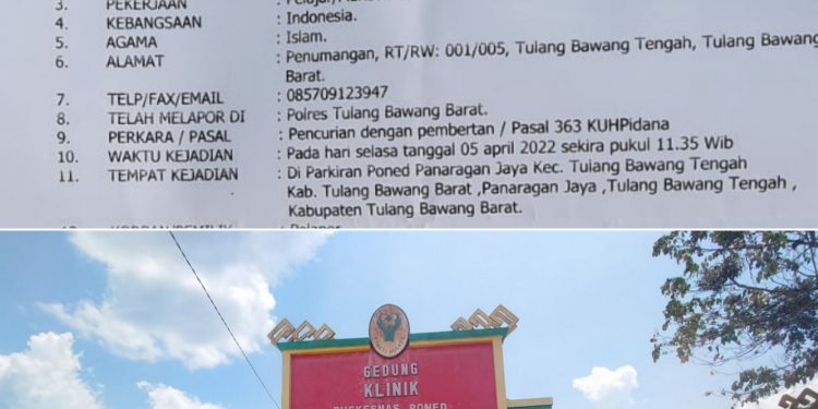 Jenguk Saudara, Motor Raib di Parkiran Puskesmas Poned Panaragan Jaya