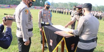 Kapolres Tubaba Pimpin Upacara Sertijab Kabag SDM, Kasat Narkoba dan Kasat Lantas
