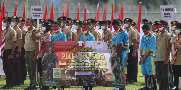 Kontingen Kodim 0410/KBL ikuti turnamen seleksi Liga Santri Piala KASAD di tingkat Provinsi Lampung