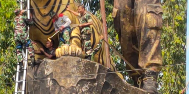 Peringati Hari juang TNI-AD, Kodim 0613/Ciamis Rias Patung Siliwangi Semakin Cemerlang di Batas Provinsi