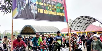 Gowes Warnai Kebersamaan, Dandim Buntok, Unsur Forkopimda Bartim dan Bank BRI Peringati Hari Juang TNI-AD ke 77