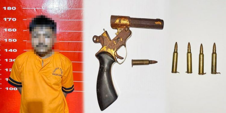 Miliki Senpi dan Amunisi Ilegal, Pria Asal Langkat Ditangkap Polsek Banjar Agung