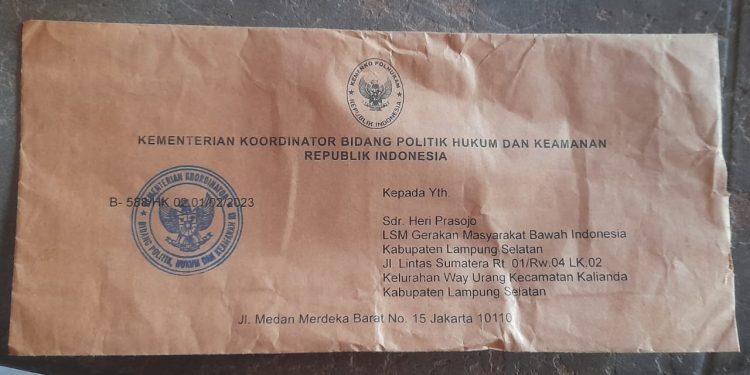 Kemenkopolhukam Membalas Surat Pengaduan GMBI Distrik Lampung Selatan