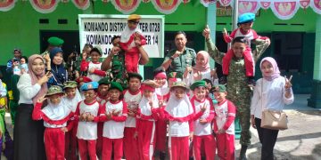 Gembiranya Anak-anak TK Gugus Anggrek Ikuti Outingclass Di Makoramil 14/Jatisrono