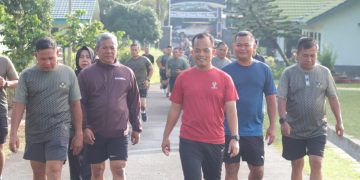 Jaga Kebugaran Tubuh, Kodim 0410/KBL Laksanakan Olahraga Bersama