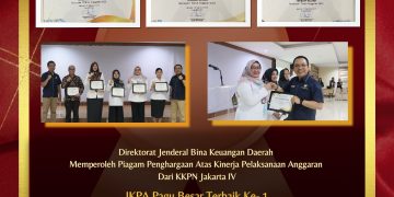 Ditjen Bina Keuda Kemendagri Raih Penghargaan Terbaik Pertama Kinerja Pelaksanaan Anggaran