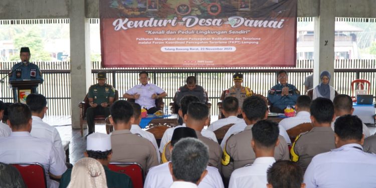 Kapolres Tulang Bawang Barat Menghadiri kegiatan Kenduri Desa Damai Pencegahan Radikalisme melalui BNPT dan FKPT Lampung