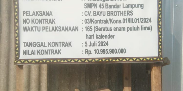 Kontraktor Pembangunan RKB SMPN 45 Bandar Lampung Dinilai Abaikan Keselamatan Pekerja dan Terkesan Tertutup
