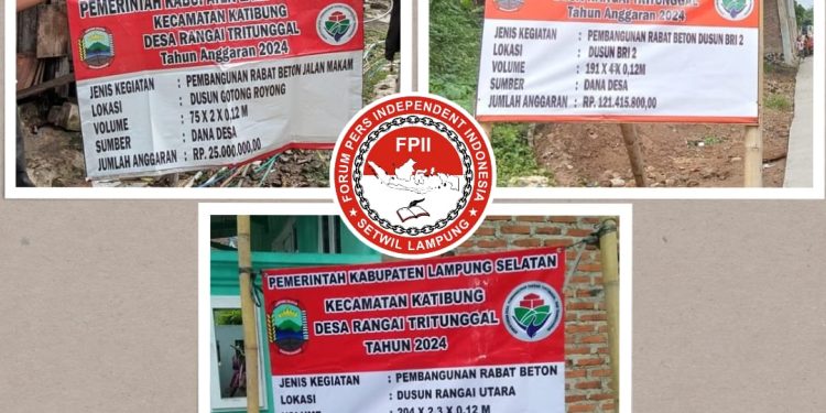 Pembangunan Tiga Paket Rabat Beton Desa Rangai Tritunggal Tahun 2024 Berpotensi Rugikan Keuangan Negara