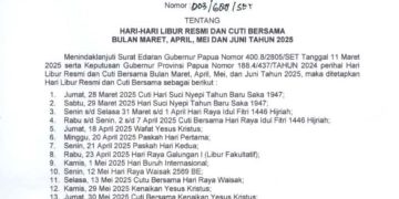 Pemkab Keerom Keluarkan Surat Edaran Libur dan Cuti Bersama