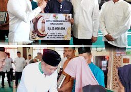 Bupati Tubaba Dampingi Ir.H. Hanan A Rozak Menyerahkan Bantuan Alsintan