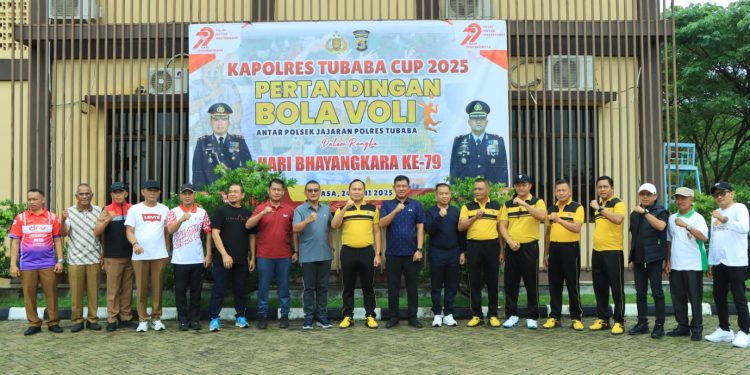 Pertandingan Bola Voli Meriahkan HUT Bhayangkara ke 79 di Lapangan Polres Tulang Bawang Barat