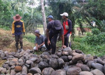 Wabup Romli Turun Langsung Gotong Royong Perbaiki Jalan di Abung Tengah