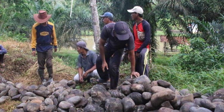 Wabup Romli Turun Langsung Gotong Royong Perbaiki Jalan di Abung Tengah
