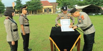 Kapolres Tubaba Pimpin Upacara Serah Terima Jabatan Kasat Lantas
