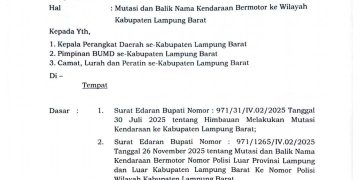 Gebrakan Bupati Parosil! Pemkab Lampung Barat Dorong ASN Jadi Pelopor Mutasi Kendaraan Demi Dongkrak PAD