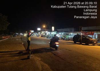 Sat Lantas Polres Tubaba Laksanakan Patroli Blue Light untuk Ciptakan Rasa Aman di Malam Hari